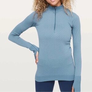 lululemon athletica Blue Quilted Half-Zip Long Sleeve Top